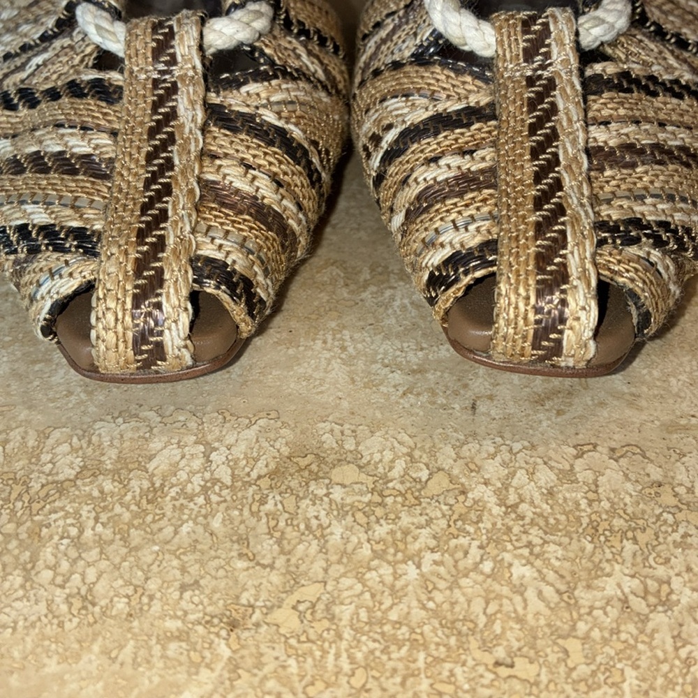 SAM EDELMAN Stylish woven jute flats, tan/brown, rope ankle ties. 7.5 - Picture 6 of 15